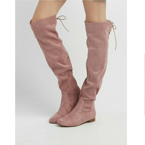 mauve knee high boots